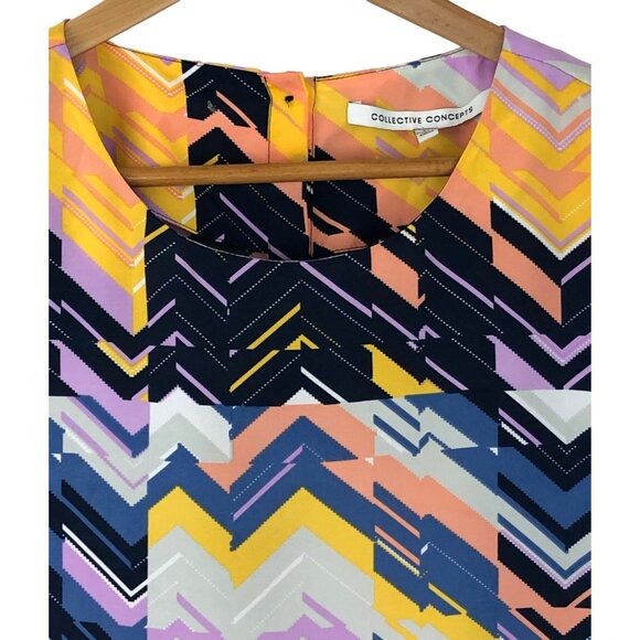 Collective Concepts Women's Size L Colorful Geometric Print Cropped Blouse - Picture 4 of 9